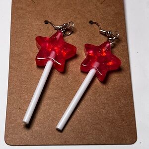Red Star-Shaped Sucker Earrings